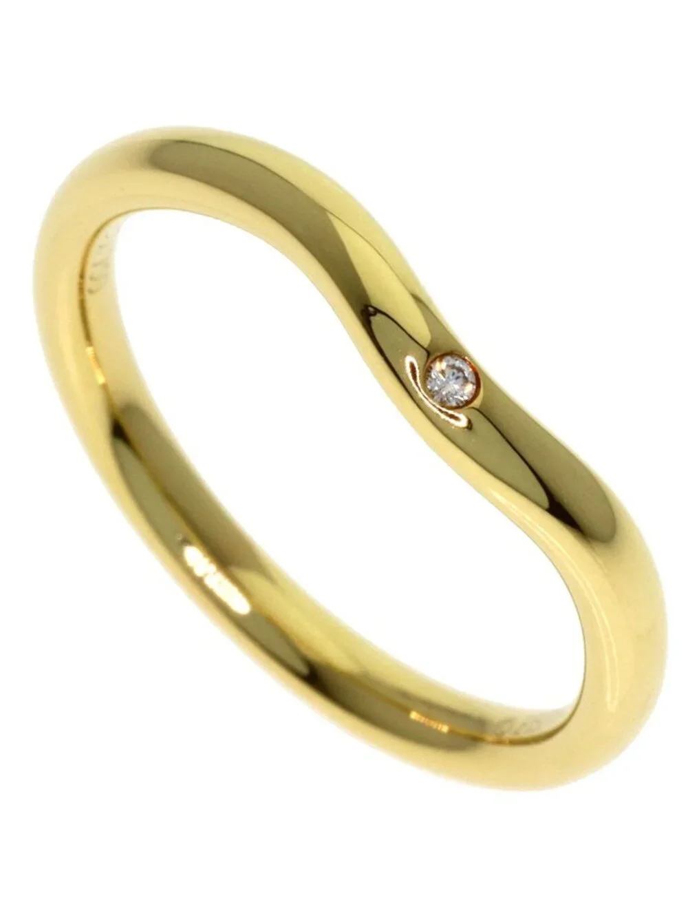 Tiffany & Co Curved Band Diamond Ring 18k Yellow Gold